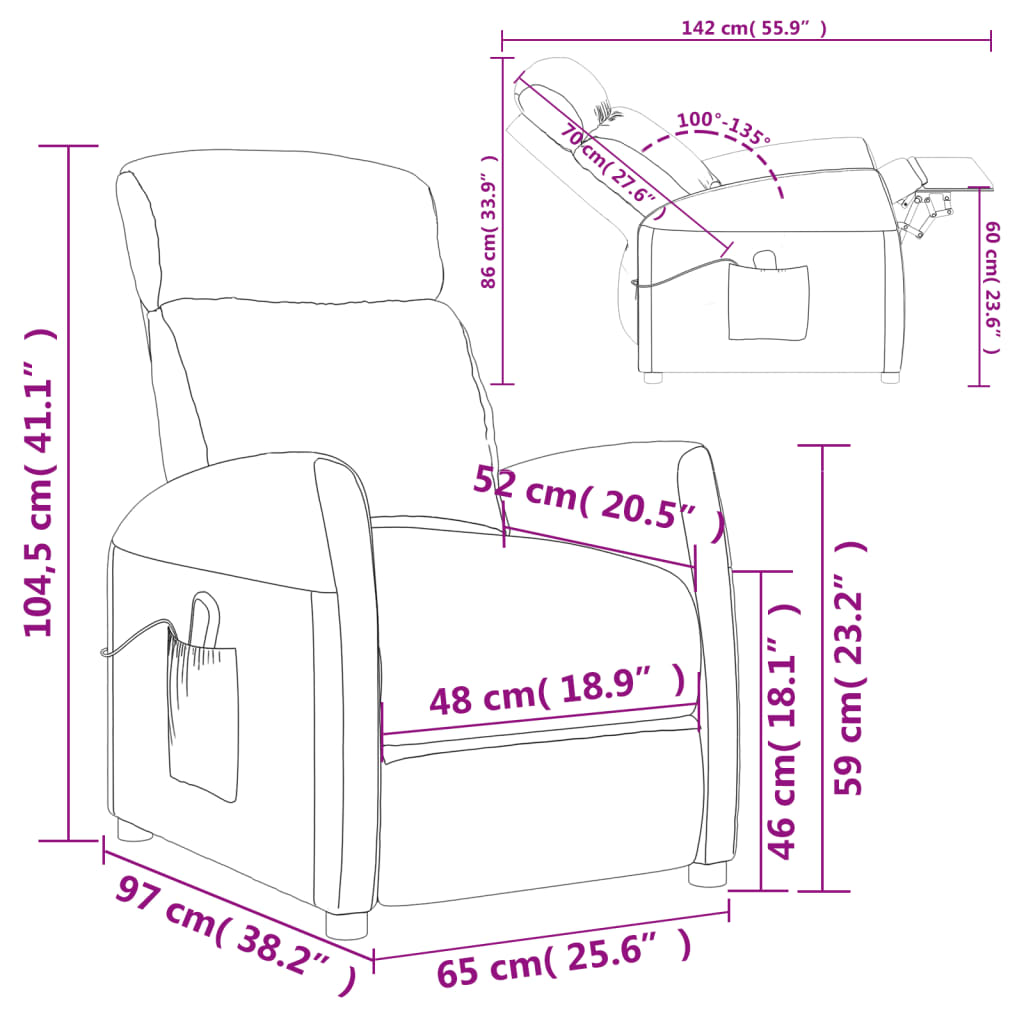 Massage Chair Black Faux Leather