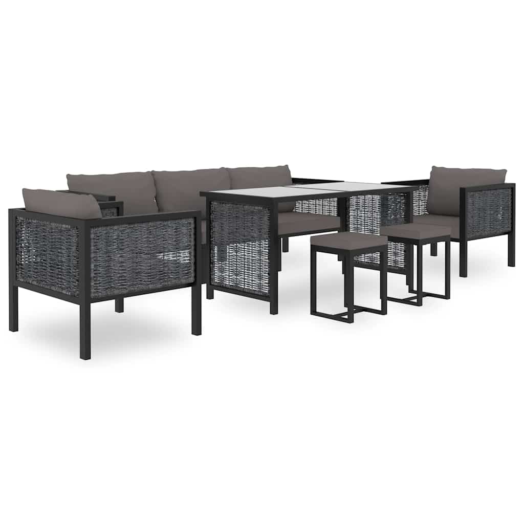 Sectional Middle Sofa with Cushion Poly Rattan Anthracite
