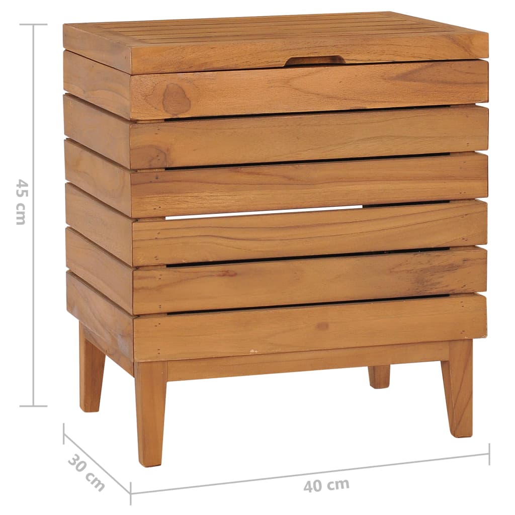 Laundry Basket 40x30x45 cm Solid Teak Wood