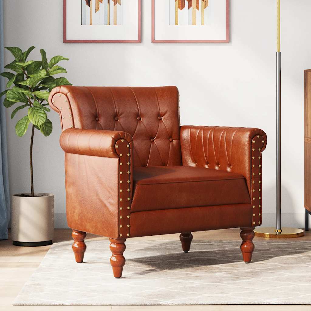 Armchair Brown Real Goat Leather