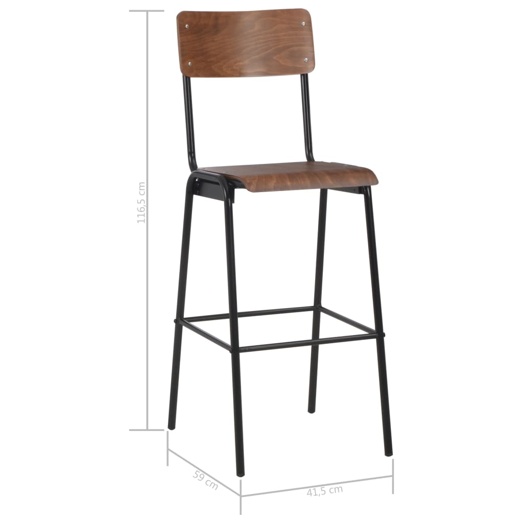 Bar Stools 4 pcs Solid Plywood Steel
