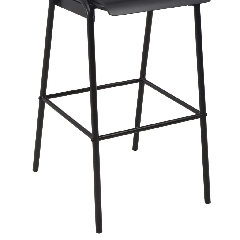 Bar Stools 4 pcs Black Solid Plywood Steel