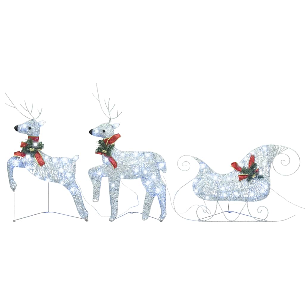 Reindeer & Sleigh Christmas Decoration 60 LEDs Outdoor Silver