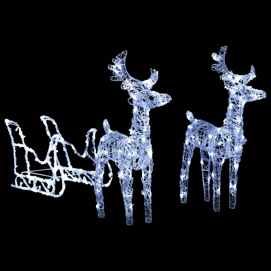 Reindeers & Sleigh Christmas Decoration 160 LEDs 130 cm Acrylic