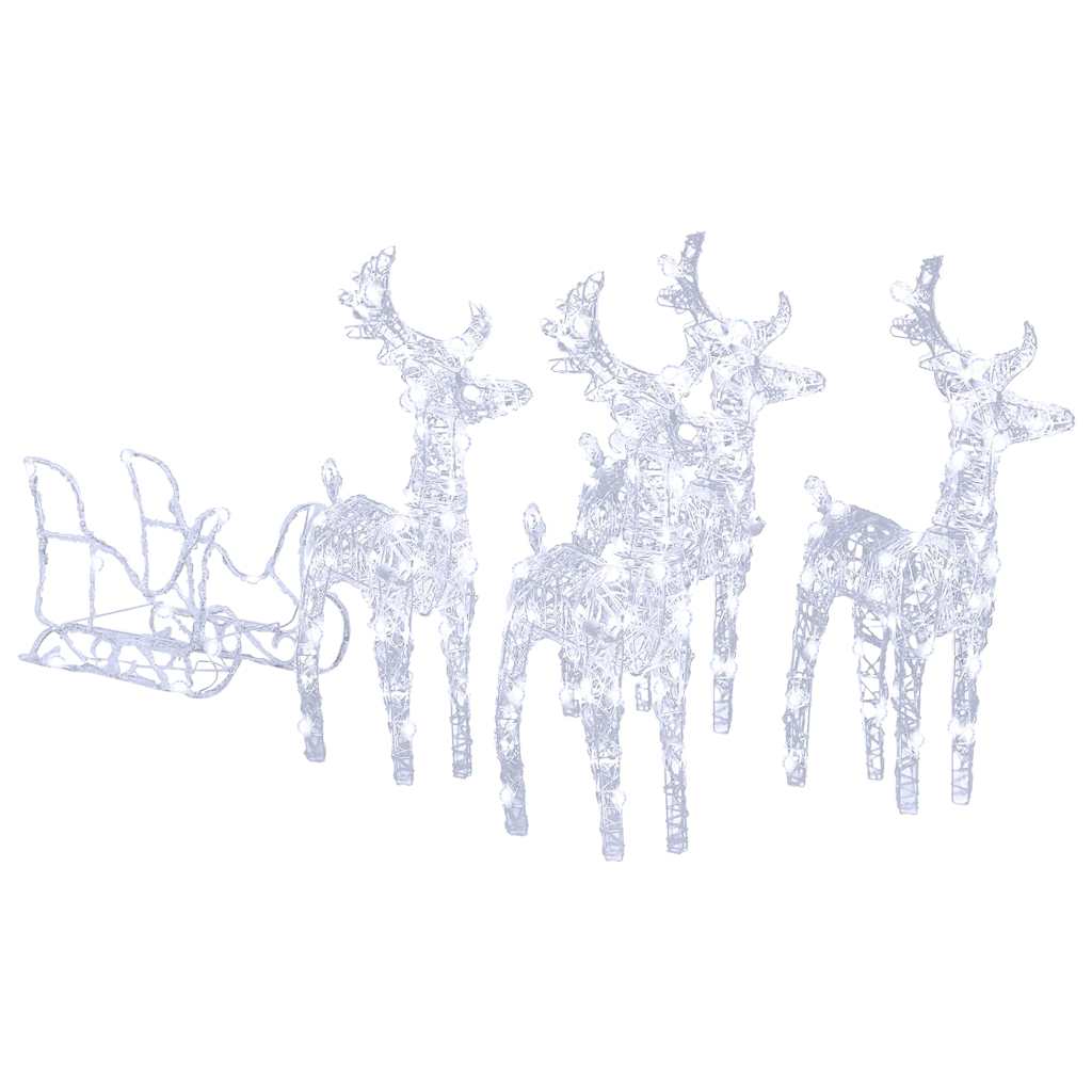 Reindeers & Sleigh Christmas Decoration 280x28x55 cm Acrylic