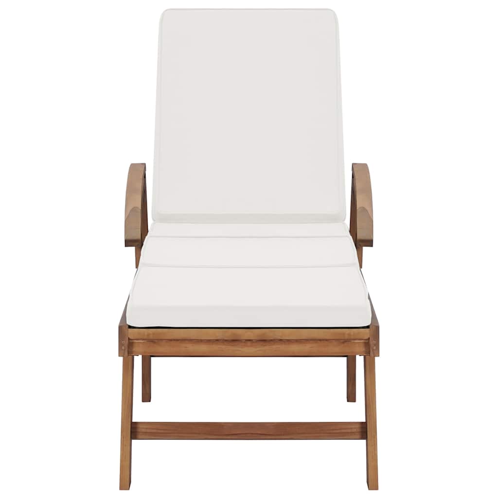 Sun Loungers with Cushions 2 pcs Solid Teak Wood Cream