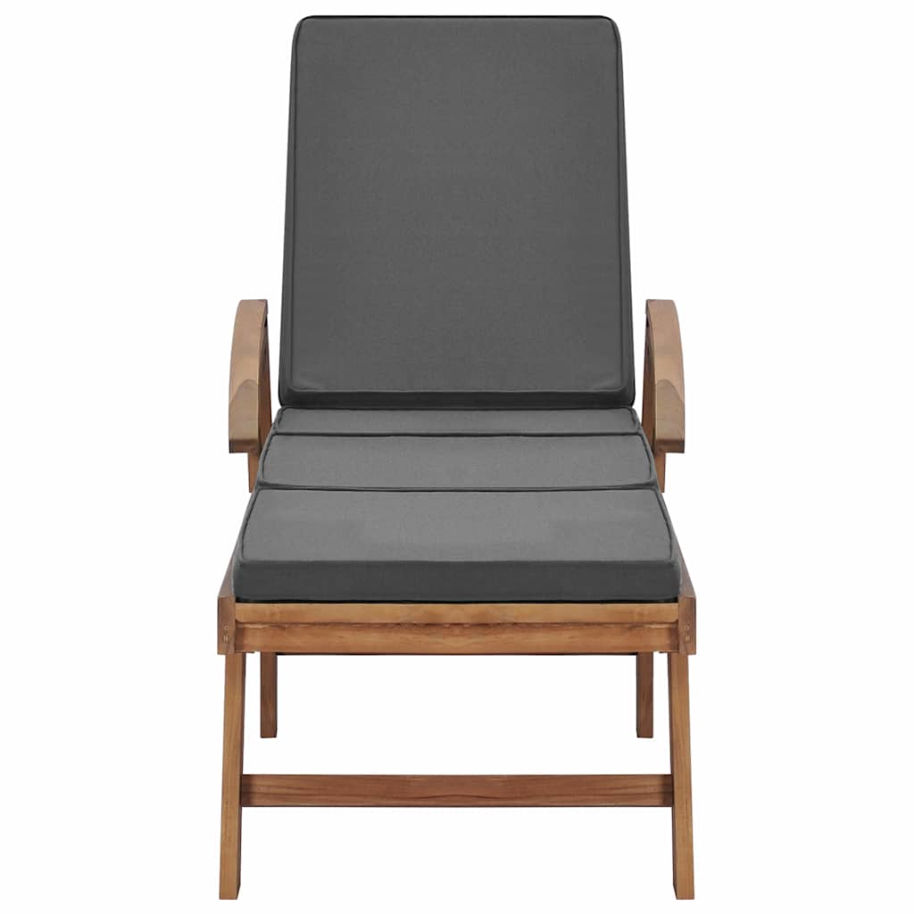 Sun Loungers with Cushions 2 pcs Solid Teak Wood Dark Grey