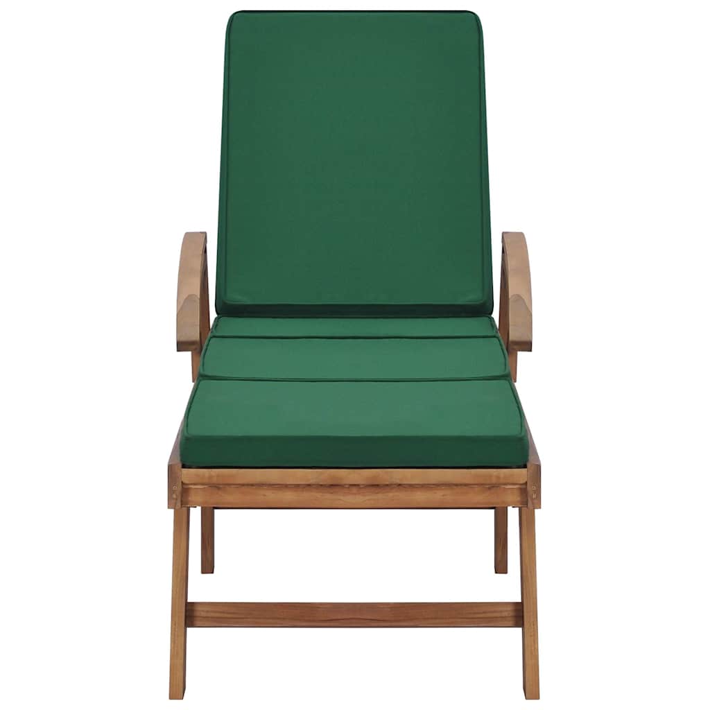 Sun Loungers with Cushions 2 pcs Solid Teak Wood Green