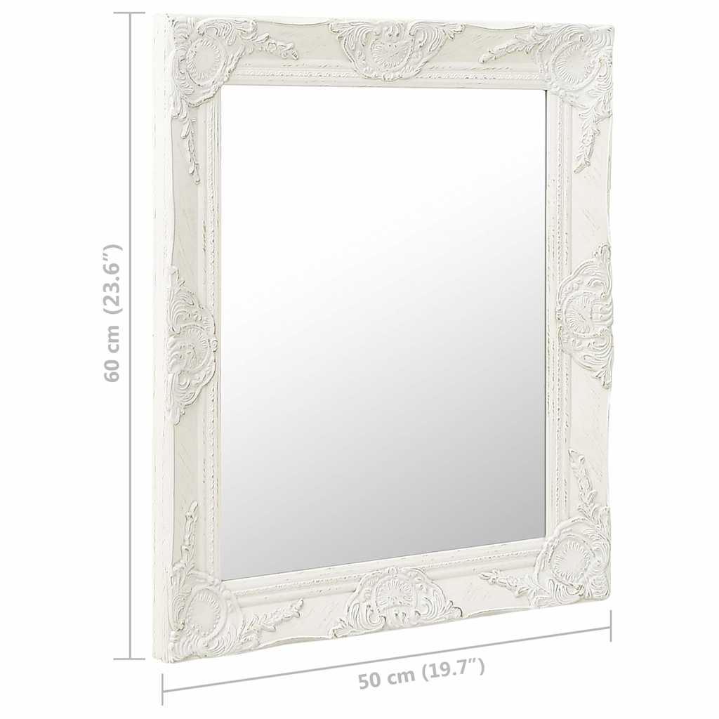 Wall Mirror Baroque Style 50x60 cm White