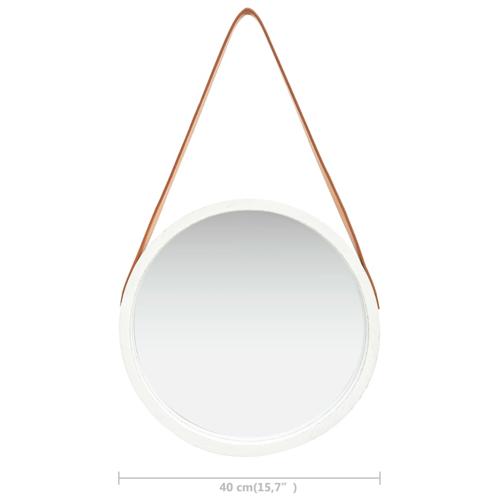Wall Mirror with Strap 40 cm White