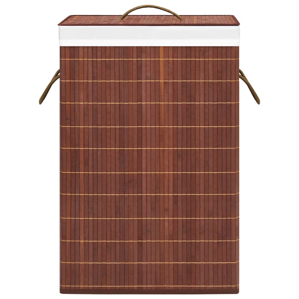 Bamboo Laundry Basket with 2 Sections Brown 72 L