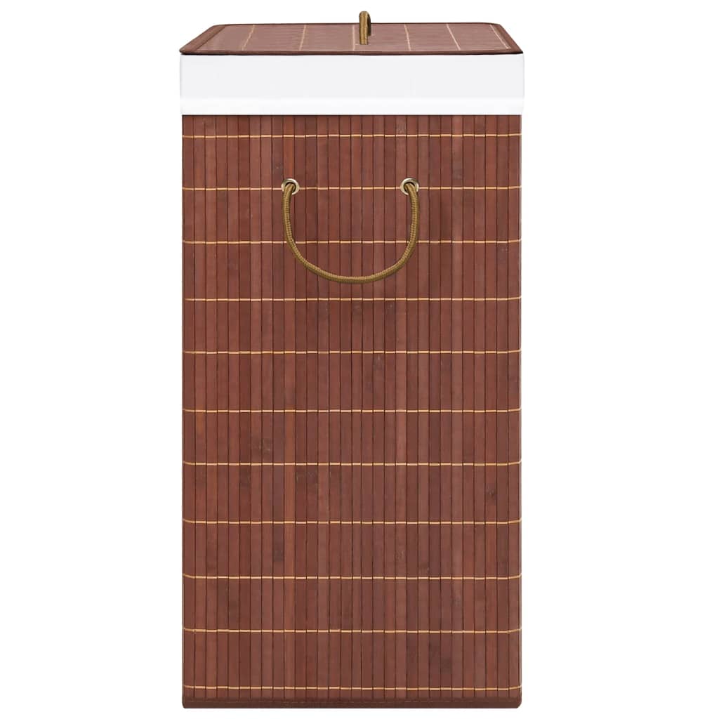 Bamboo Laundry Basket with 2 Sections Brown 72 L