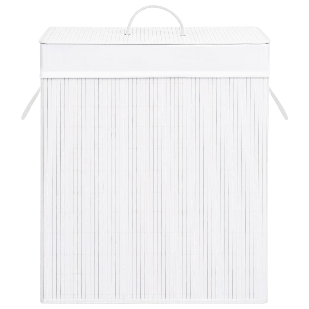 Bamboo Laundry Basket with Single Section White 83 L