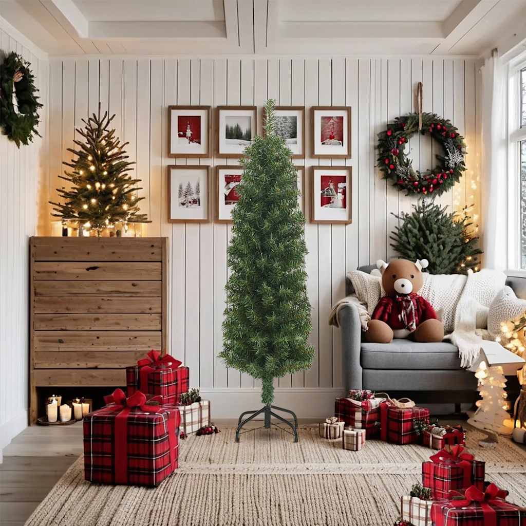 Slim Artificial Christmas Tree with Stand Green 180 cm PVC
