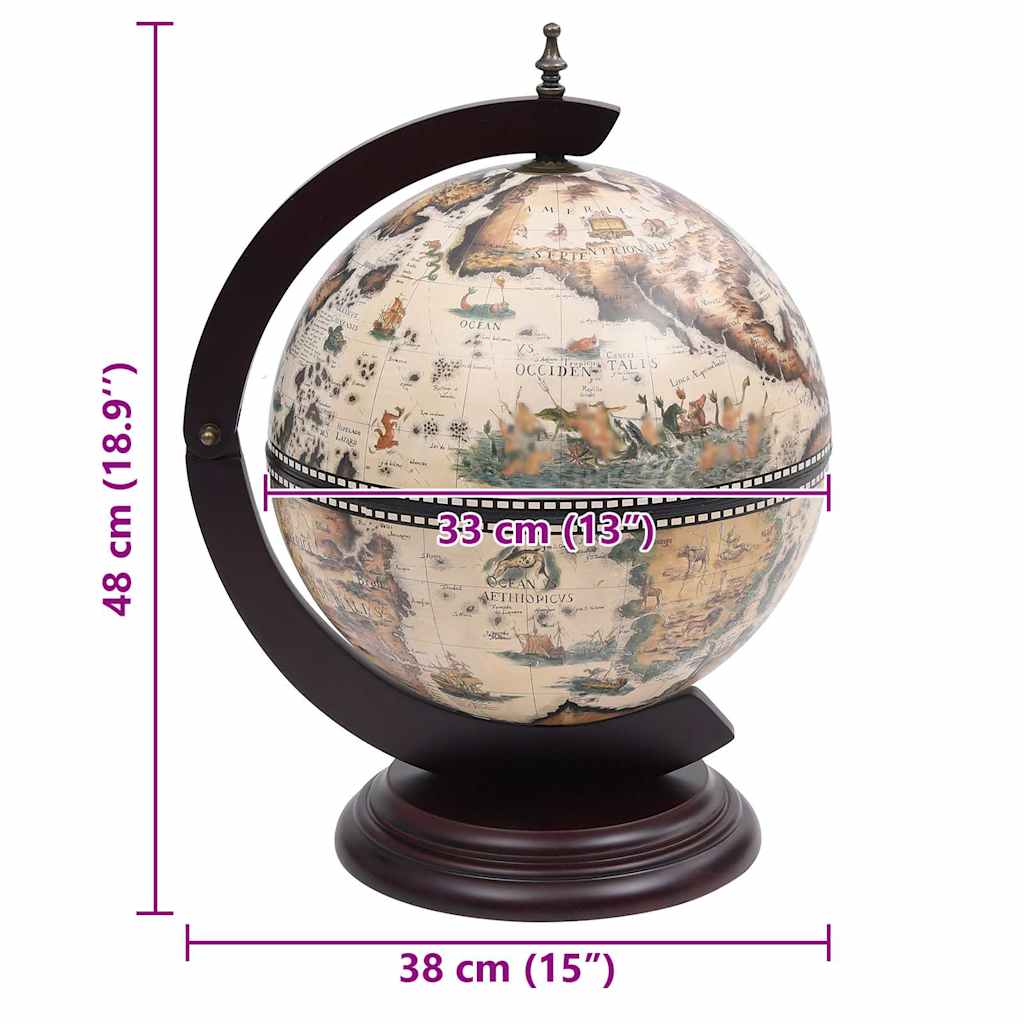 Tabletop Globe Bar Wine Stand Eucalyptus Wood White