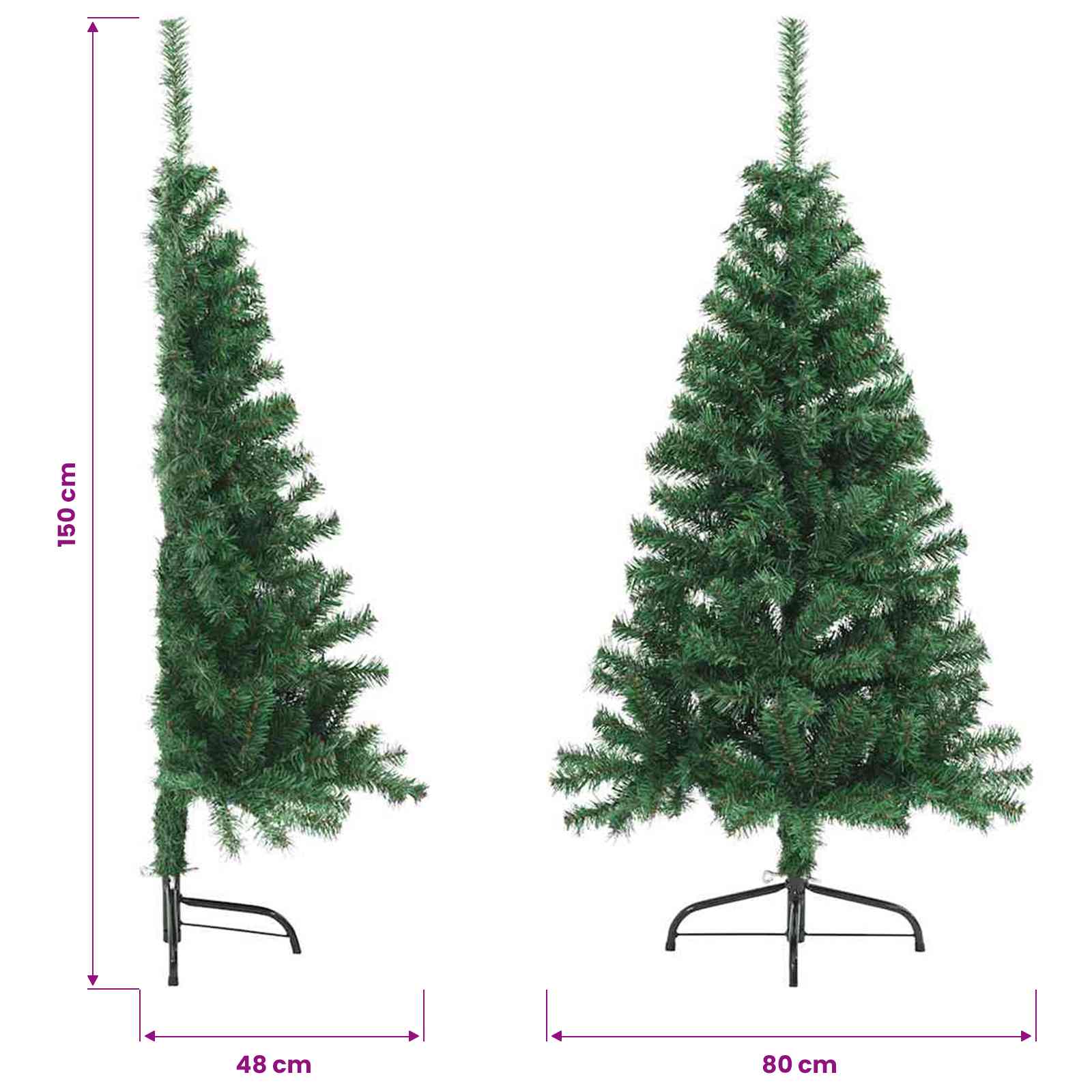 Artificial Half Christmas Tree with Stand Green 150 cm PVC