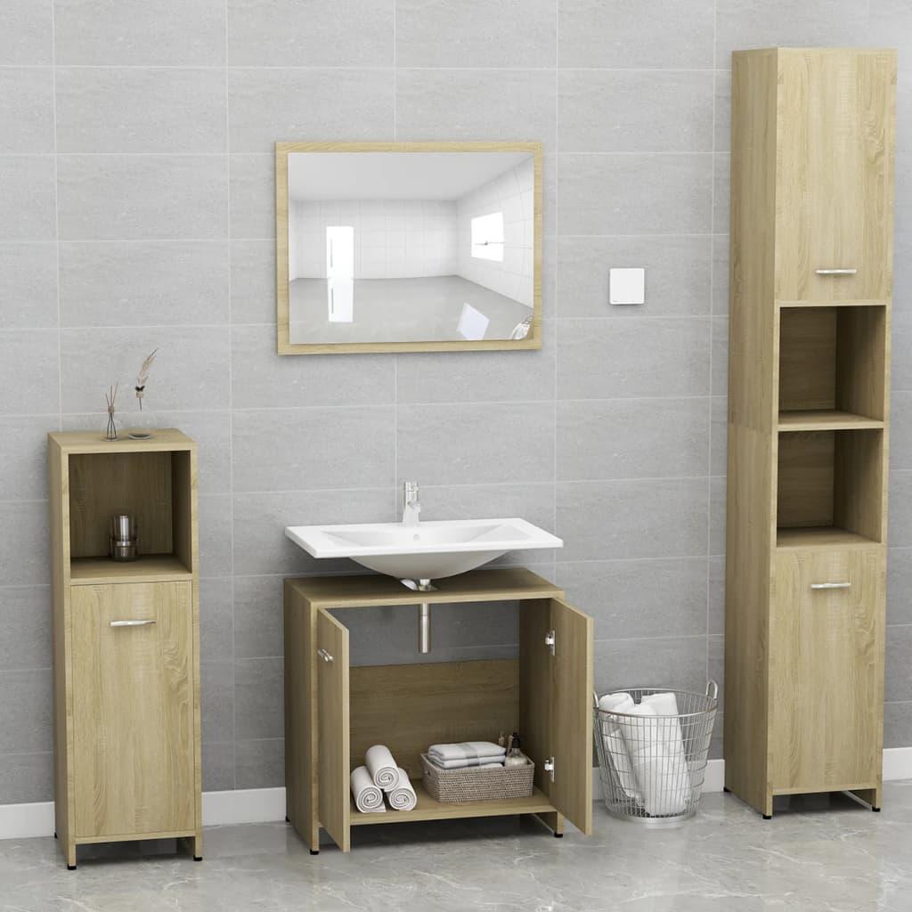 Bathroom Furniture Set Sonoma Oak Engineered Wood