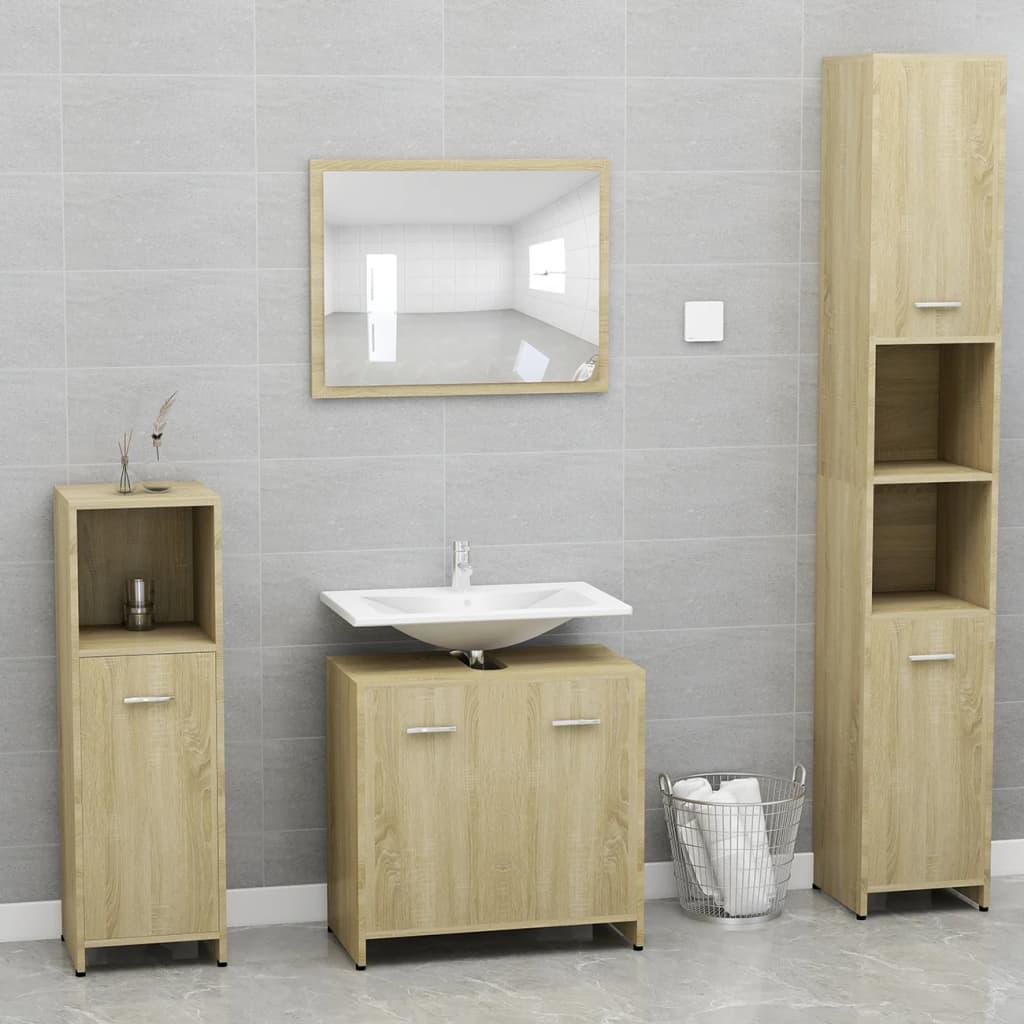 Bathroom Furniture Set Sonoma Oak Engineered Wood