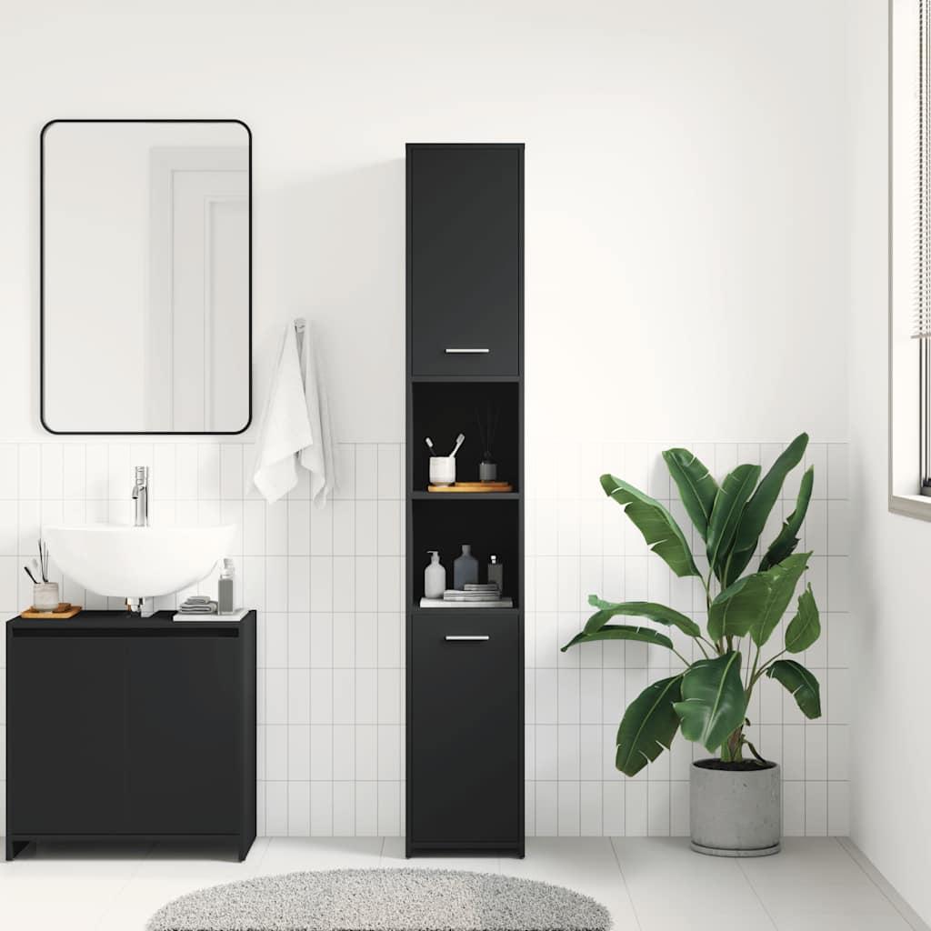 Bathroom Cabinet Black 30x30x183.5 cm Engineered Wood