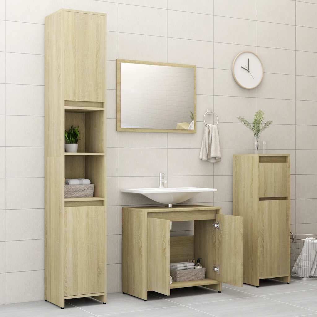 Bathroom Furniture Set Sonoma Oak Engineered Wood