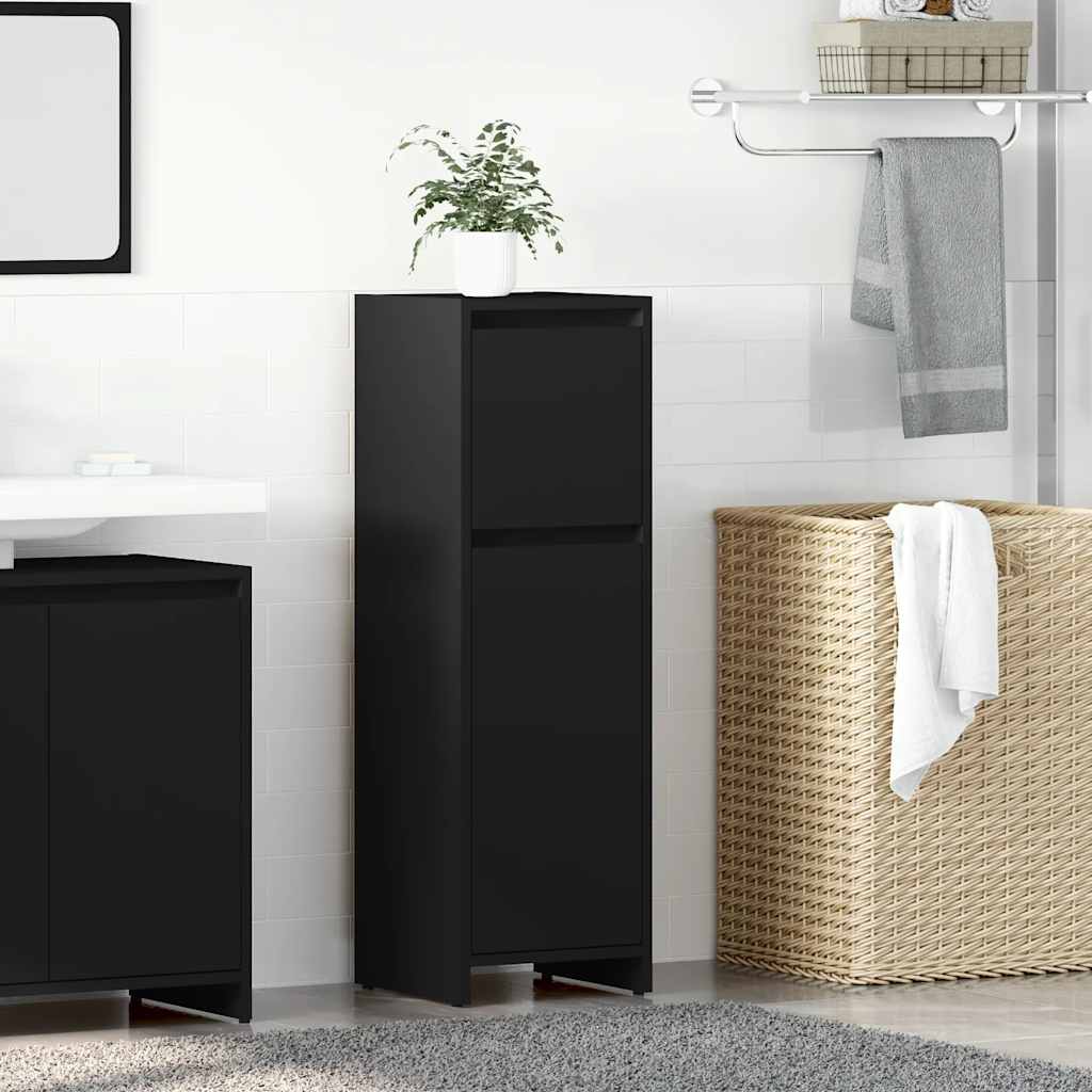 Bathroom Cabinet Black 30x30x95 cm Engineered Wood