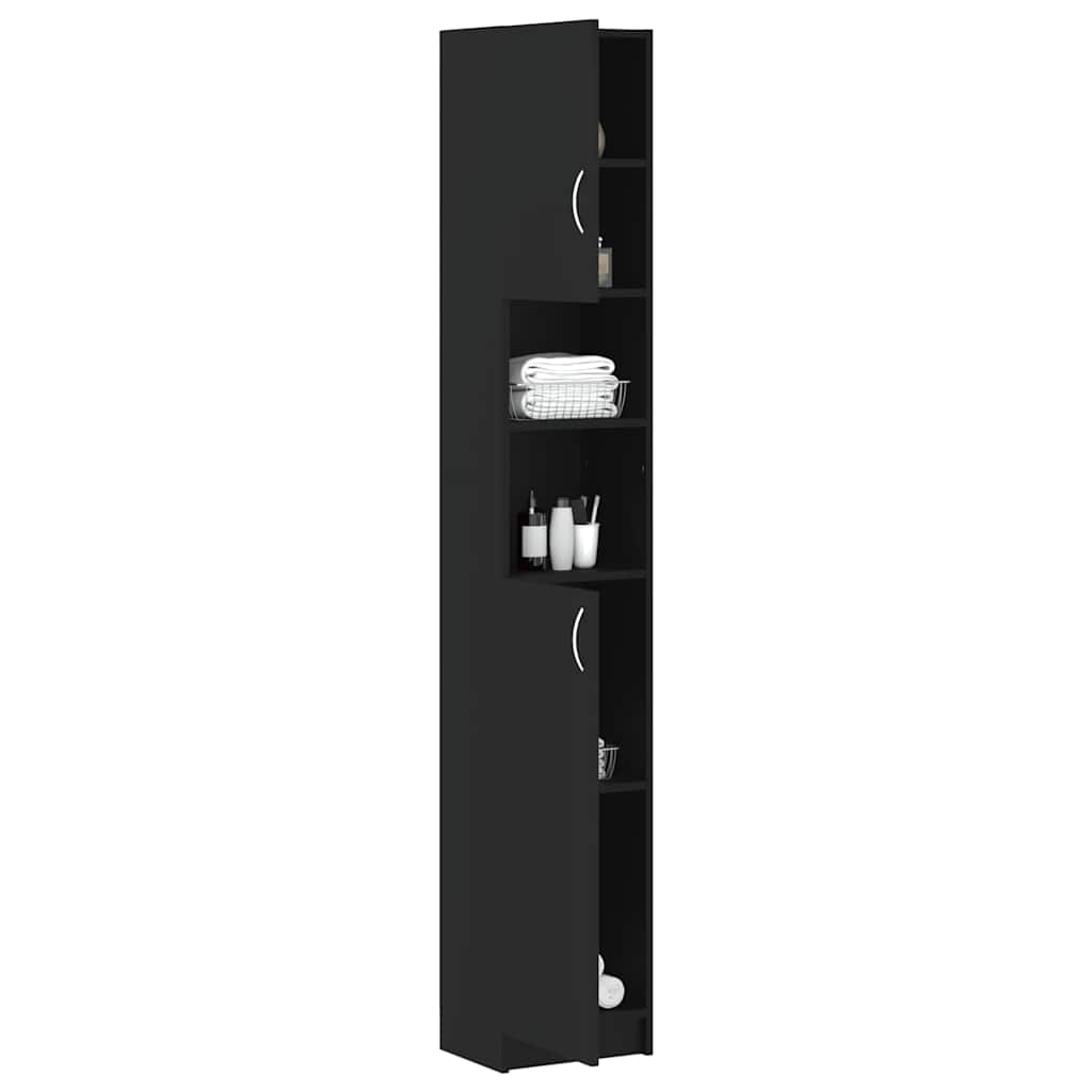 Bathroom Cabinet Black 32x25.5x190 cm Engineered Wood