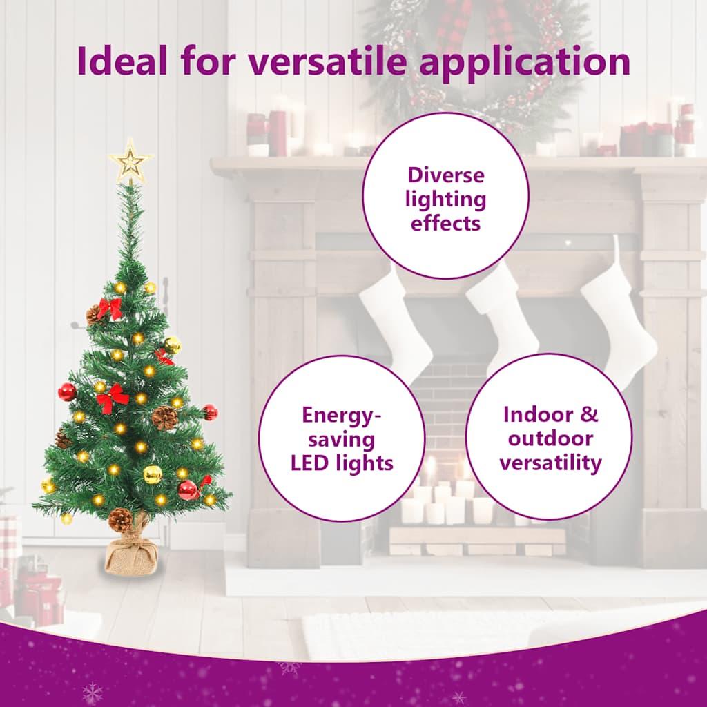 Artificial Pre-lit Christmas Tree with Baubles Green 64 cm