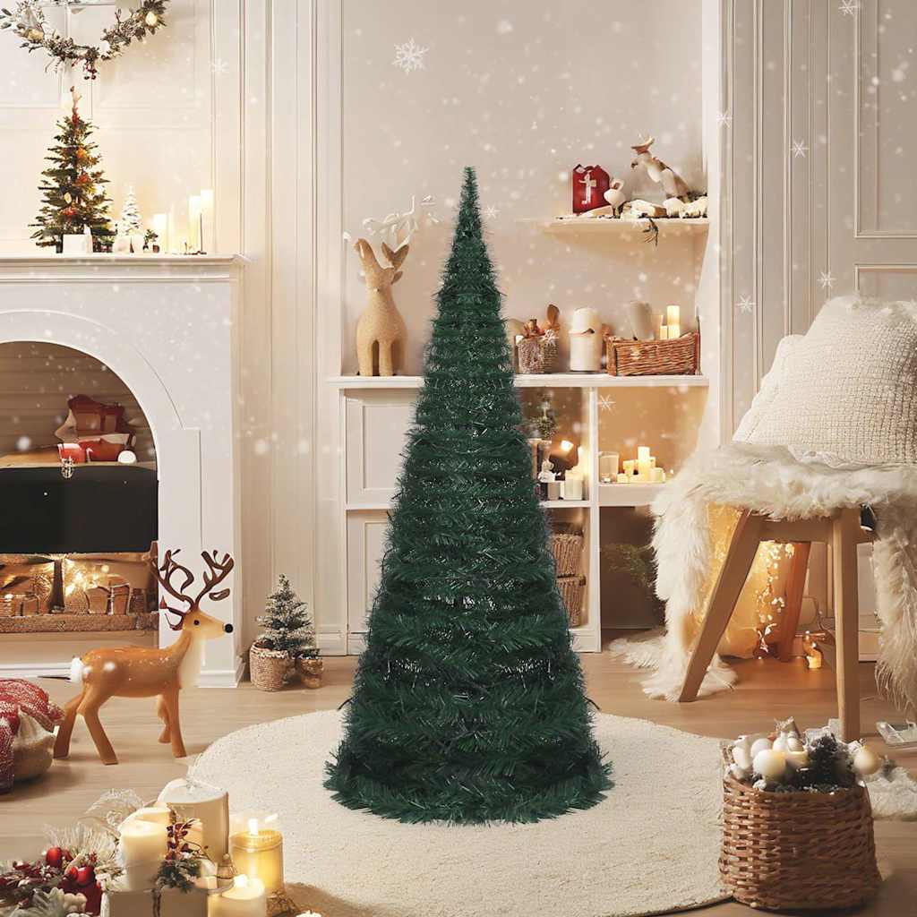 Pop-up String Artificial Pre-lit Christmas Tree Green 150 cm