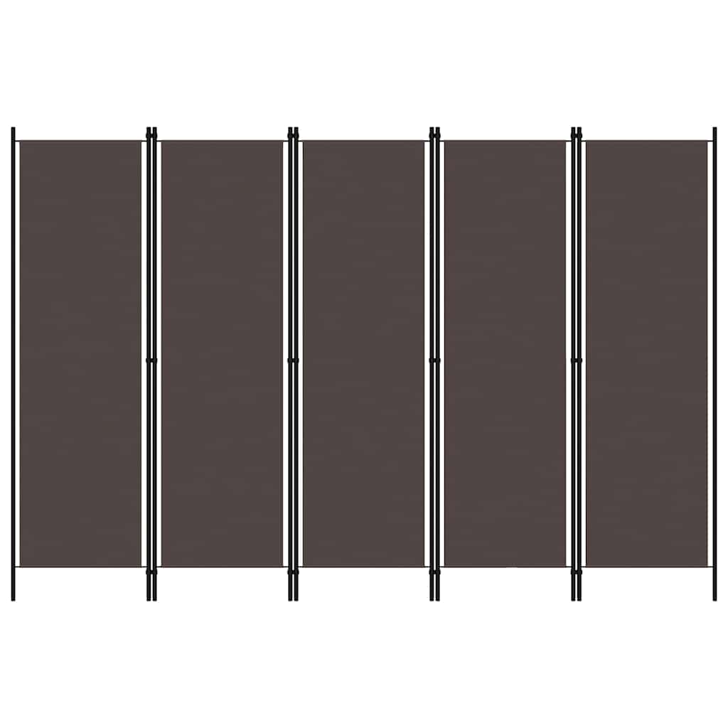 5-Panel Room Divider Brown 250x180 cm