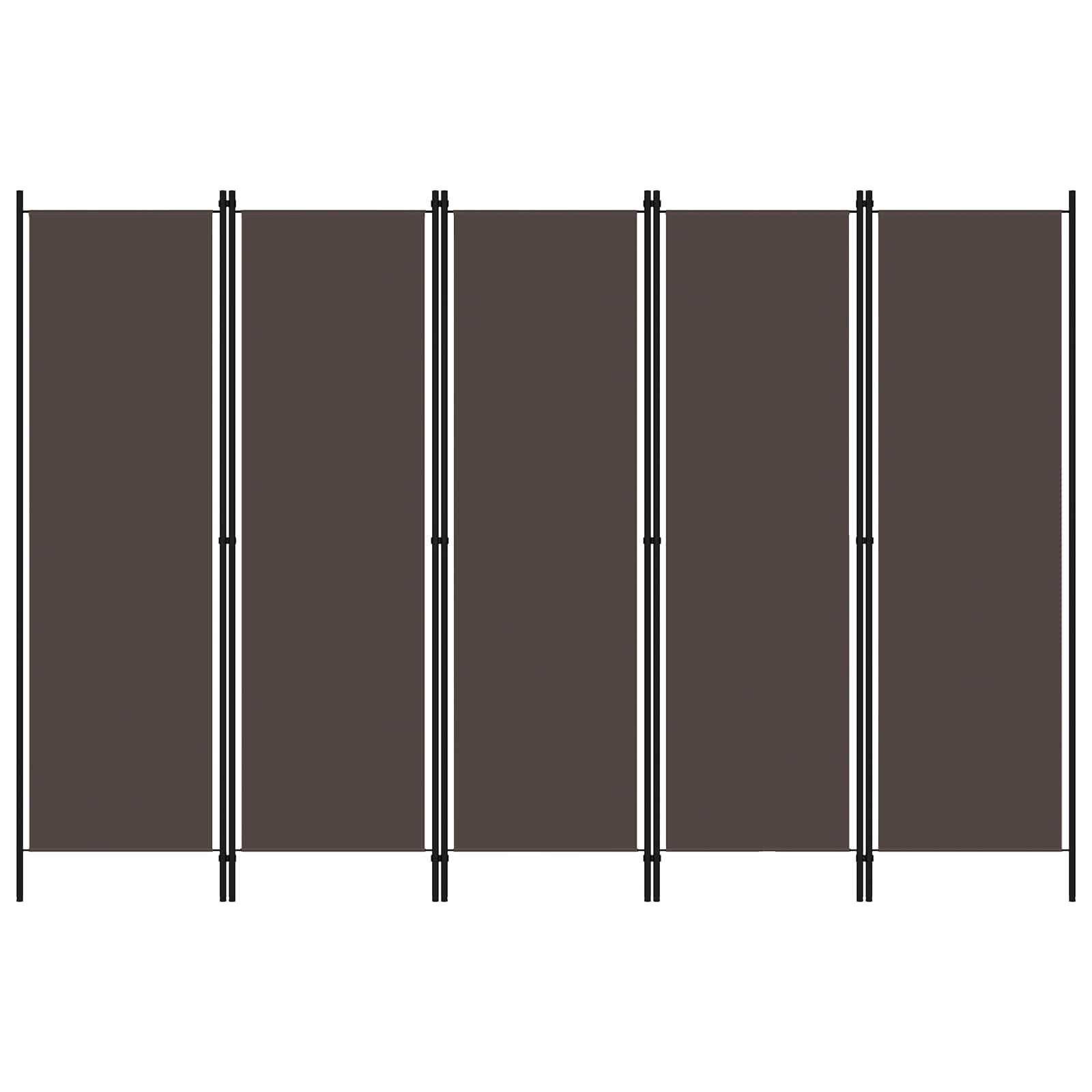 5-Panel Room Divider Brown 250x180 cm