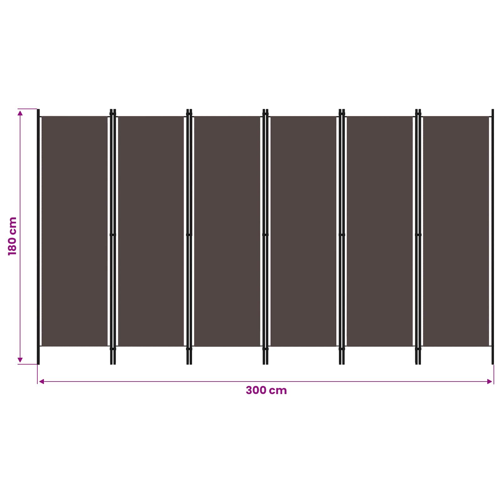 6-Panel Room Divider Brown 300x180 cm
