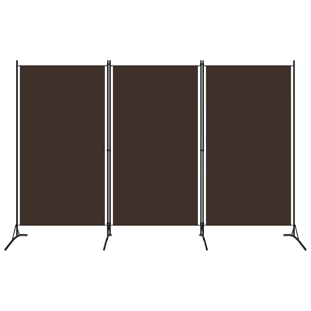 3-Panel Room Divider Brown 260x180 cm Fabric