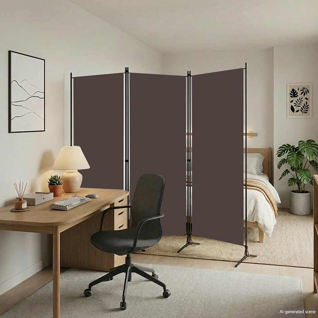 3-Panel Room Divider Brown 260x180 cm Fabric