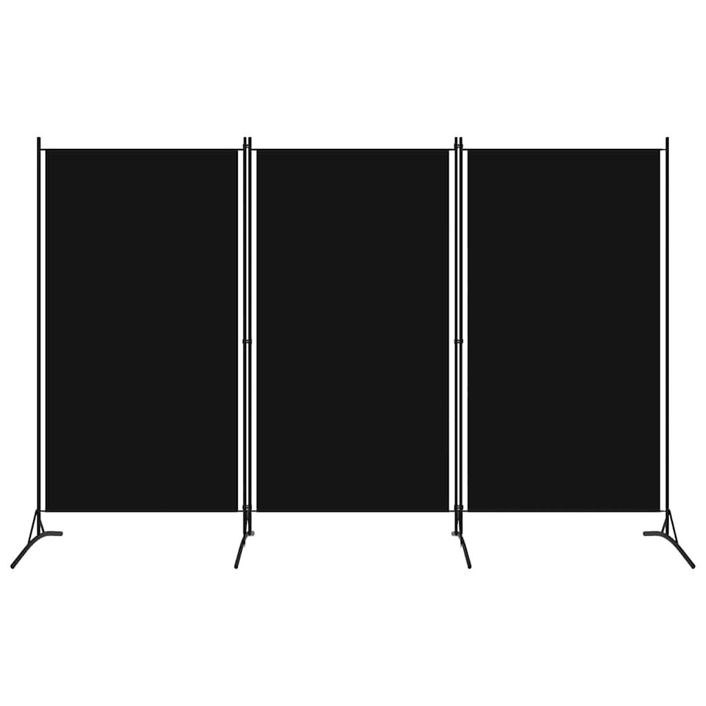 3-Panel Room Divider Black 260x180 cm Fabric