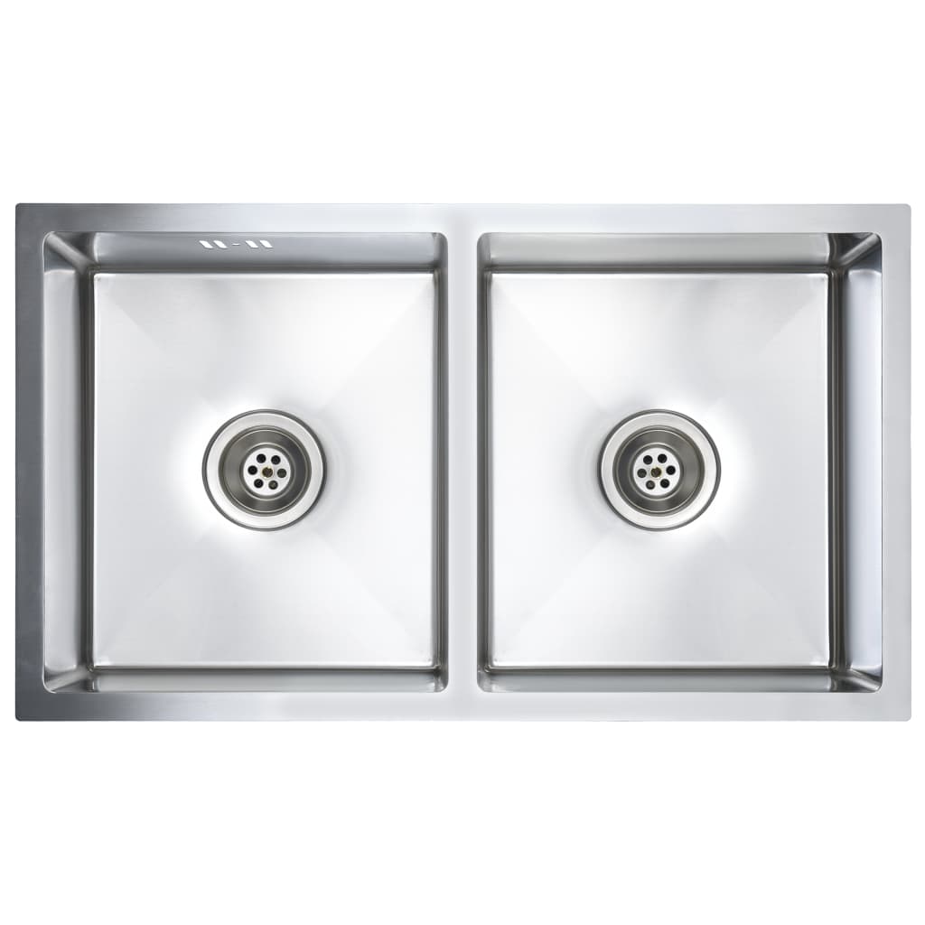 Handmade Kitchen Sink with Overflow Hole Stainless Steel