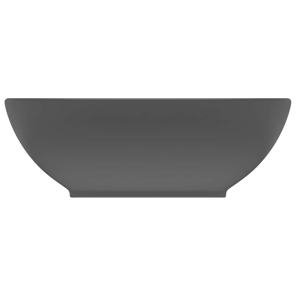 Luxury Basin Oval-shaped Matt Dark Grey 40x33 cm Ceramic