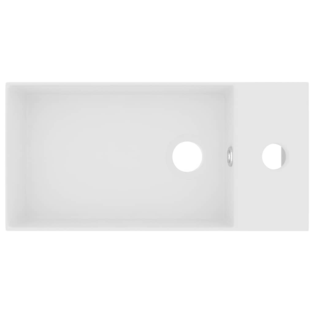 Bathroom Sink with Overflow Ceramic Matt White
