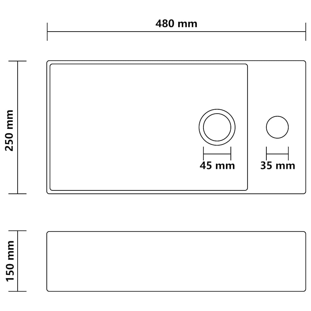 Bathroom Sink with Overflow Ceramic Matt White