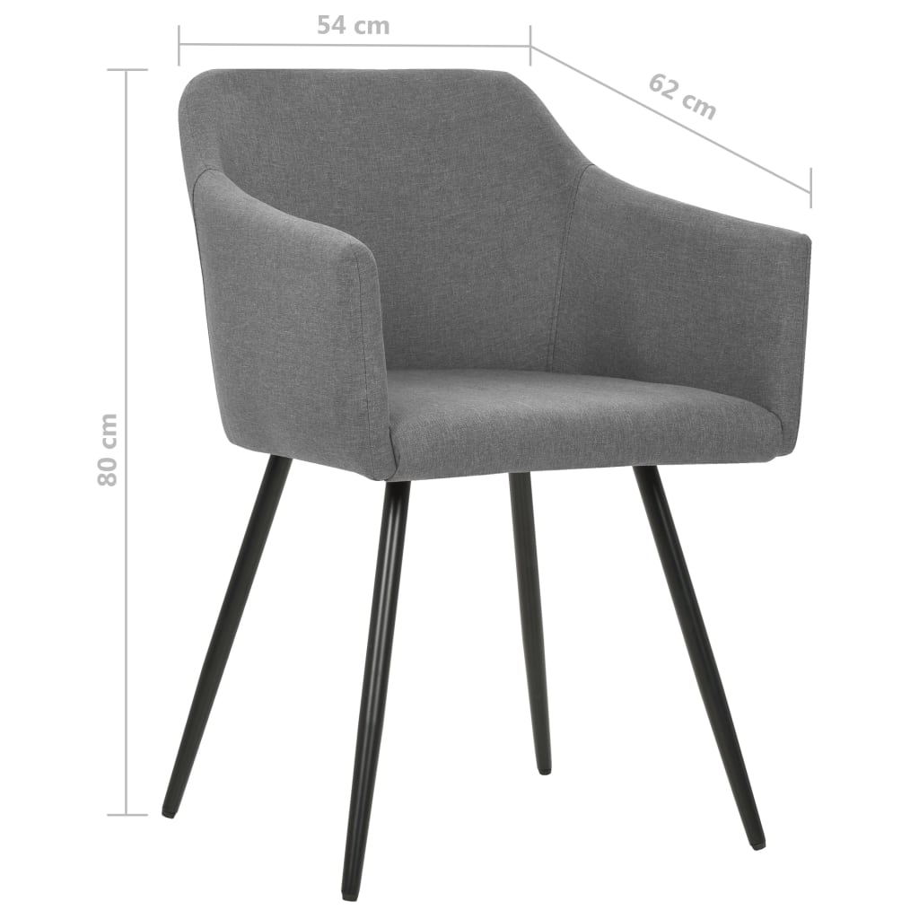 Dining Chairs 2 pcs Light Grey Fabric