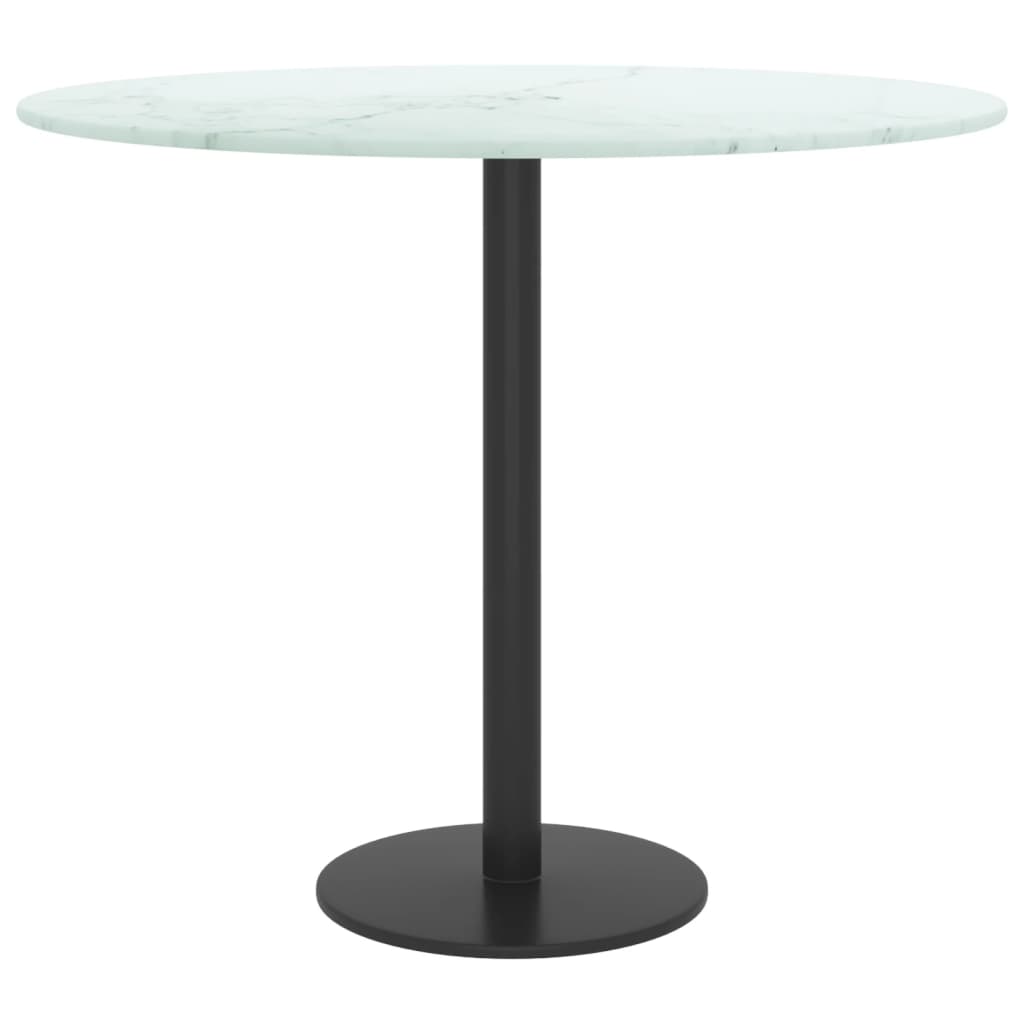 Table Top White Ø50x0.8 cm Tempered Glass with Marble Design