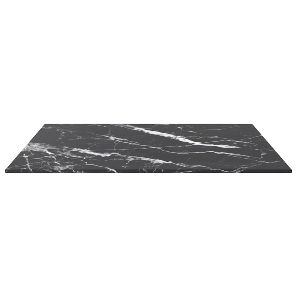 Table Top Black 60x60 cm 6 mm Tempered Glass with Marble Design