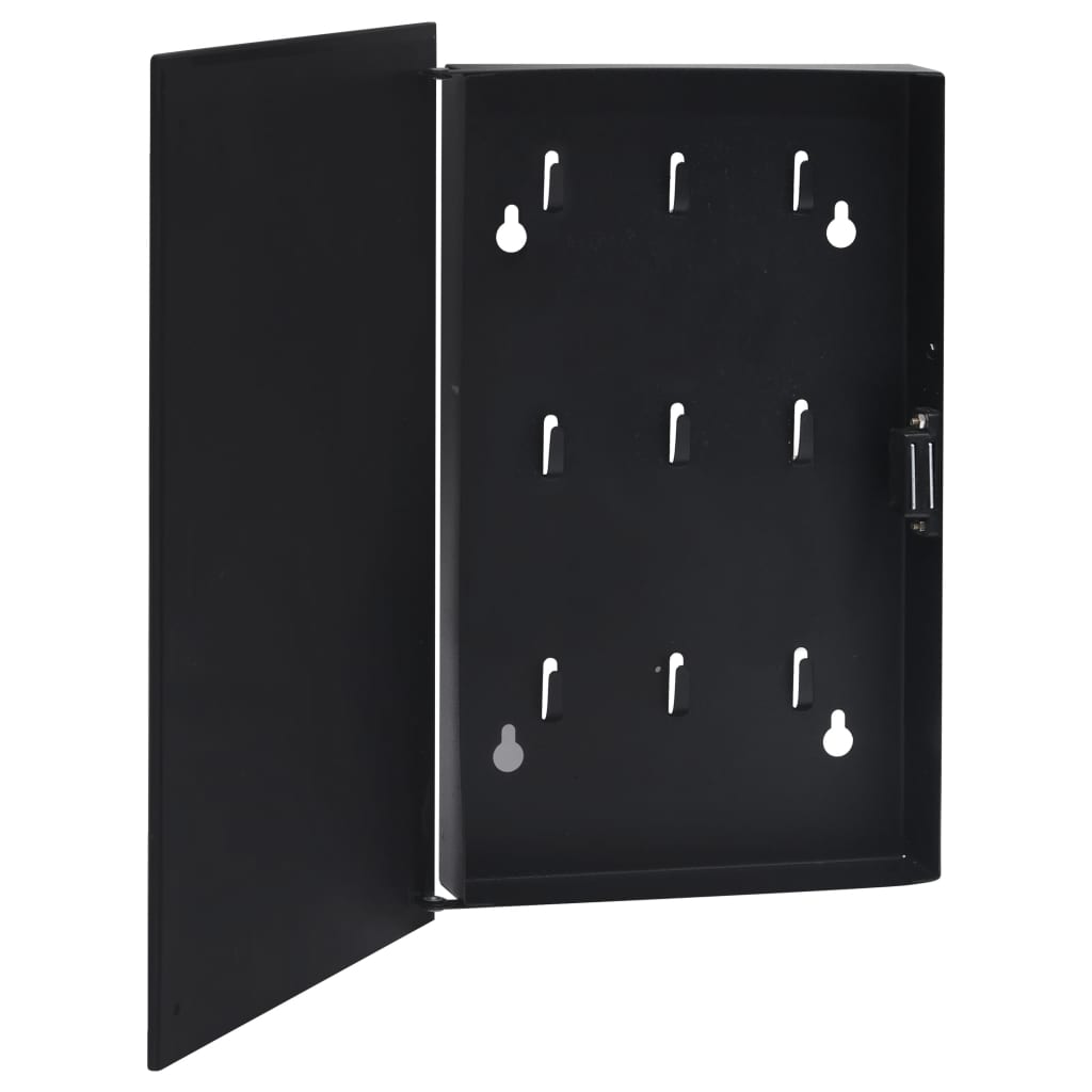 Key Box with Magnetic Board Black 30x20x4 cm