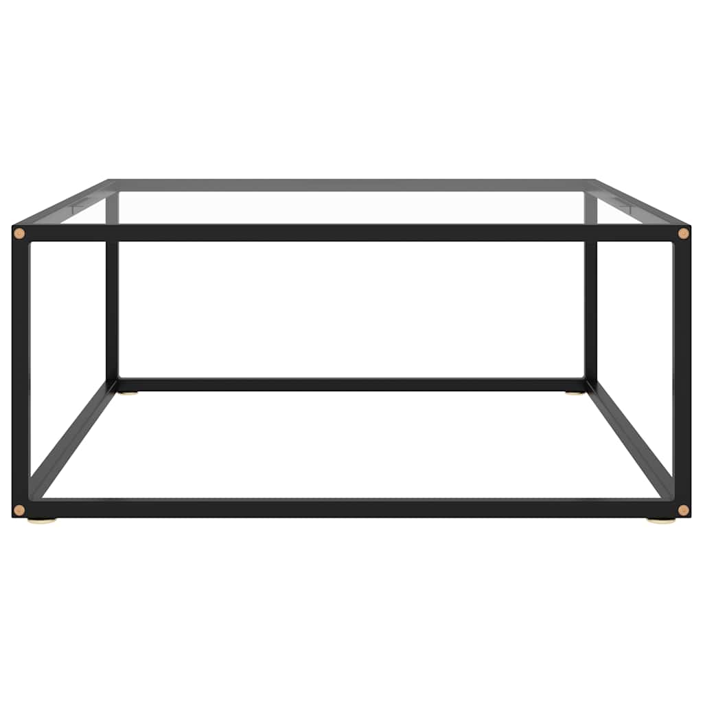Coffee Table Black with Tempered Glass 80x80x35 cm