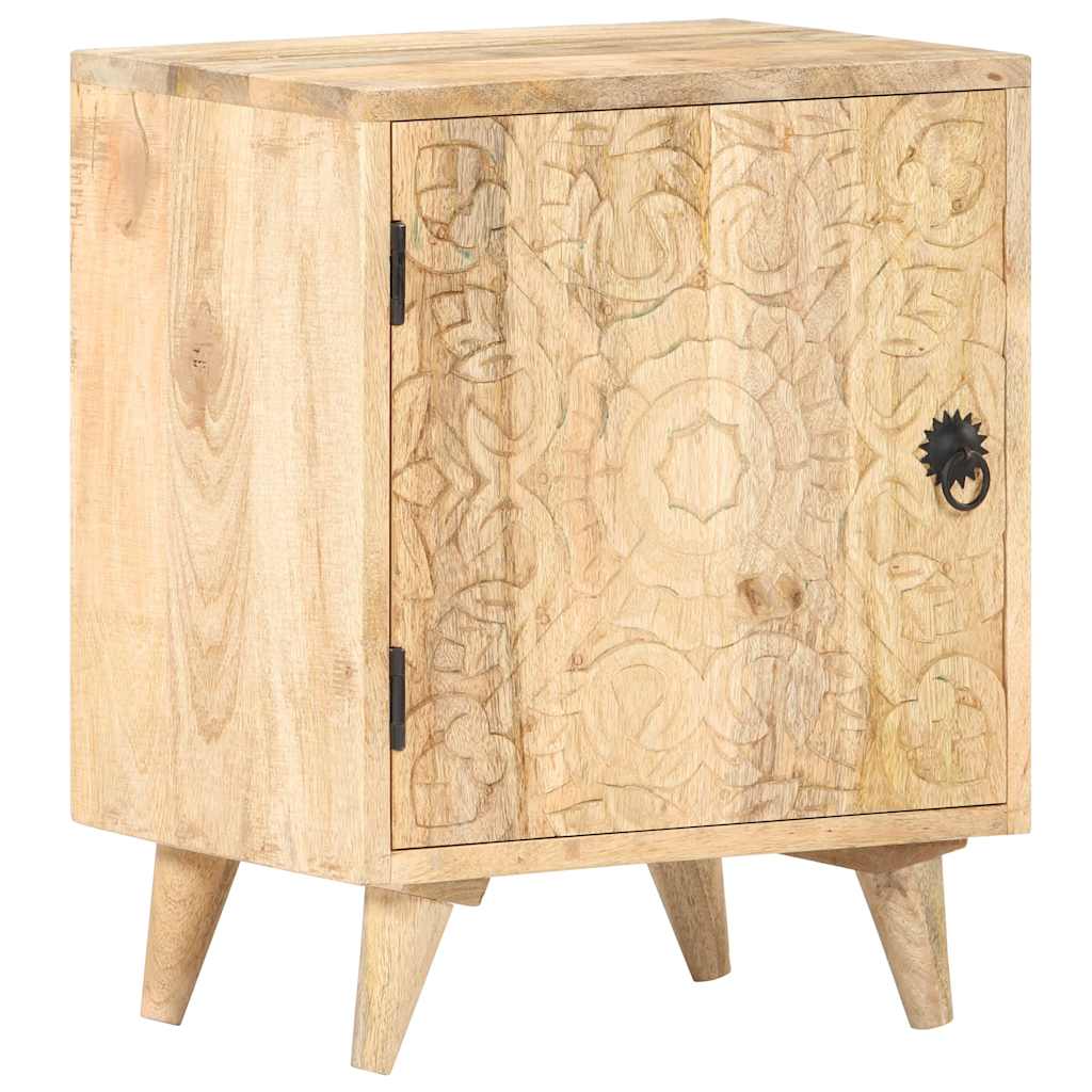 Carved Bedside Cabinet 40x30x50 cm Solid Mango Wood