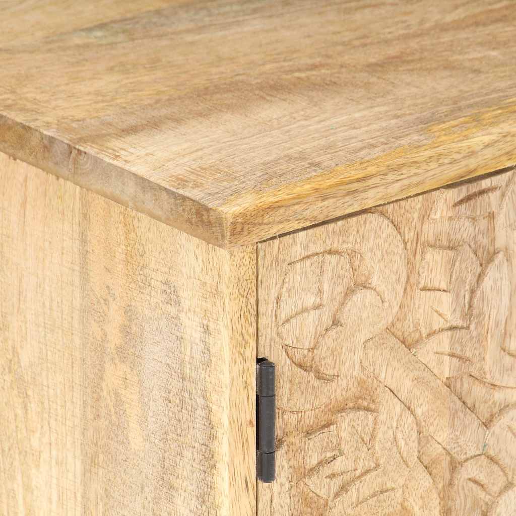 Carved Bedside Cabinet 40x30x50 cm Solid Mango Wood