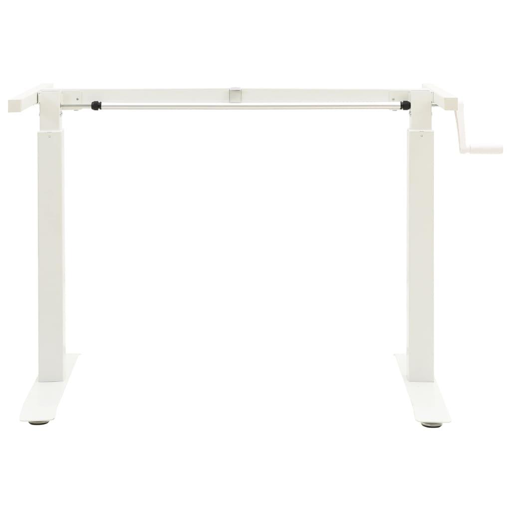 Manual Height Adjustable Standing Desk Frame Hand Crank White