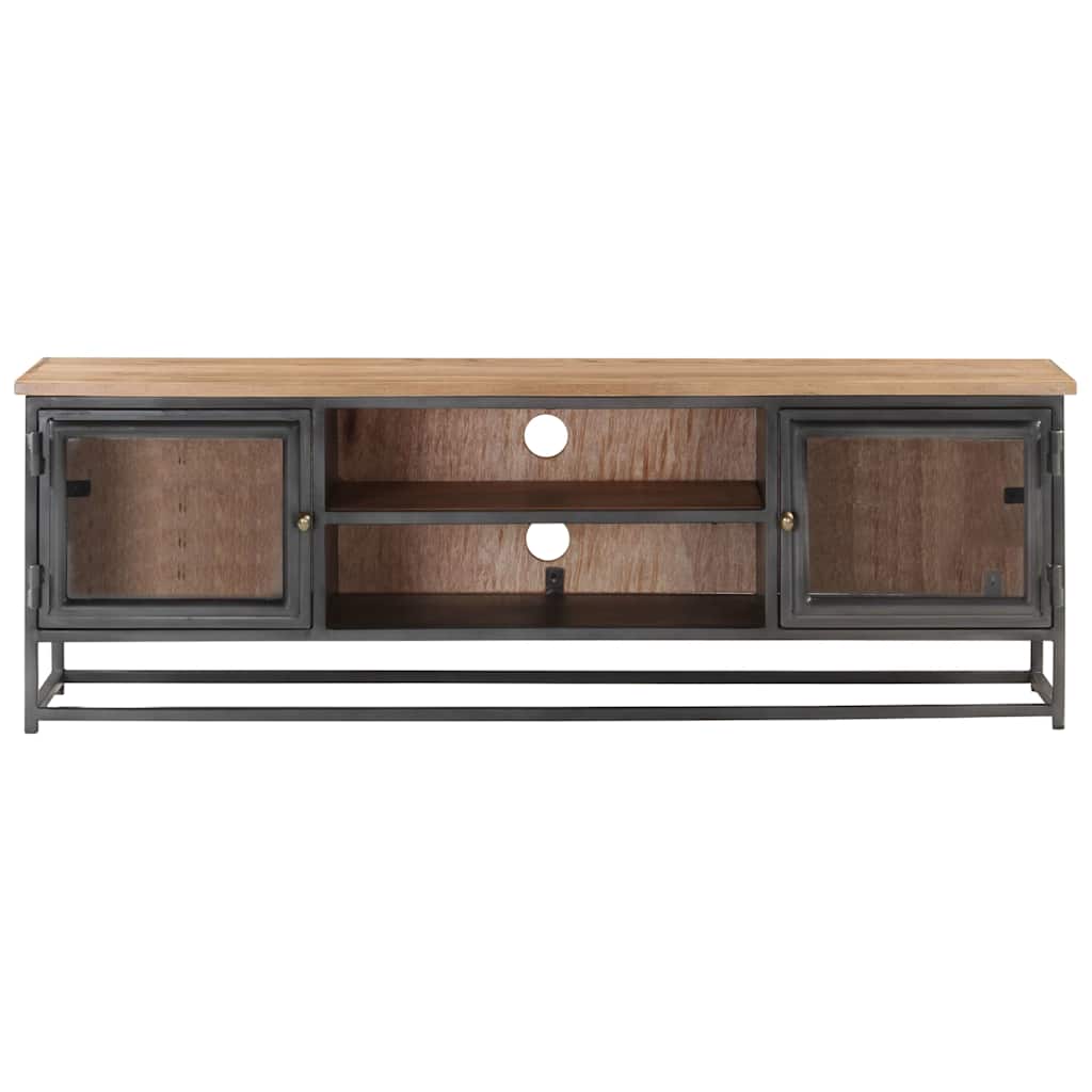 TV Cabinet Grey 120x30x40 cm Solid Acacia Wood and Steel