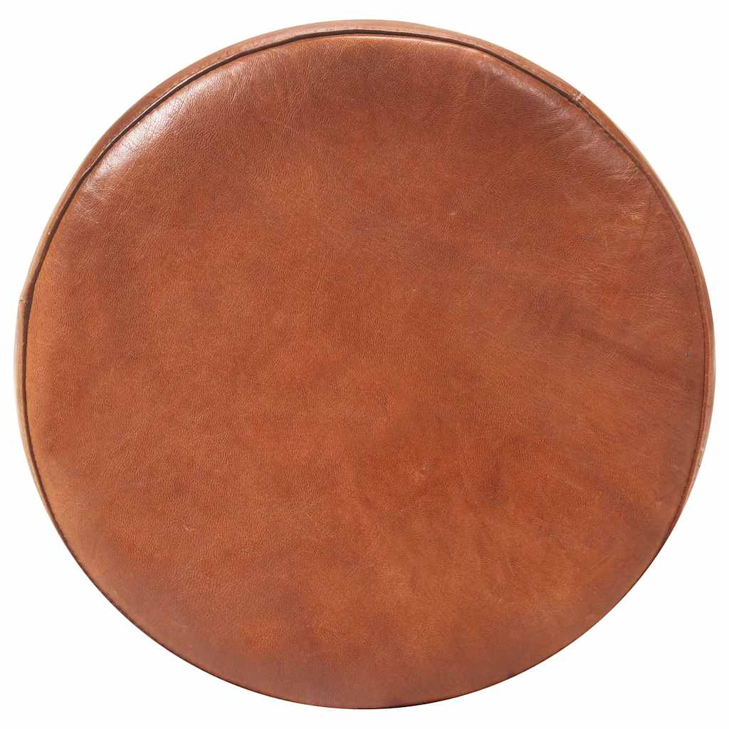 Bar Stools 2 pcs Brown Real Leather