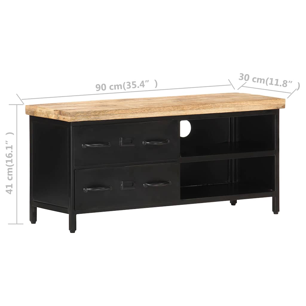 TV Cabinet 90x30x41 cm Rough Mango Wood
