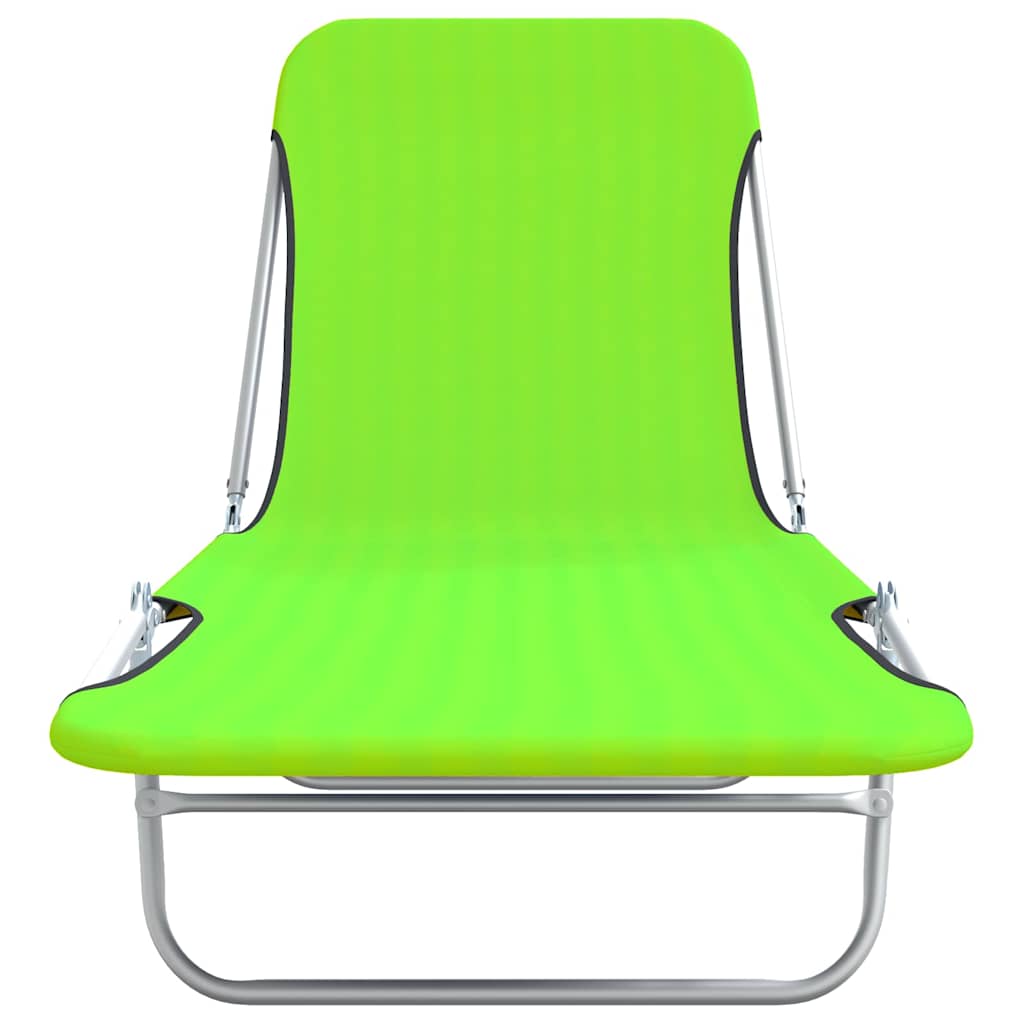 Folding Sun Loungers 2 pcs Steel and Fabric Green
